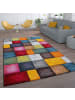 KADIMA DESIGN Teppich Kurzflor Karos Wohnzimmer schmutzabweisend in Mehrfarbig