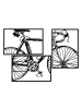 Mauro Ferretti Set mit 3 3D-Metallpaneelen, schwarz, Fahrradmotiv, 40 x 1,3 x 60 cm