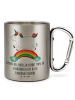 Mr. & Mrs. Panda Edelstahlbecher Einhorn Regenbogen mit Spruch in Silber