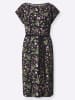 Sieh an! Jerseykleid in schwarz-rosé-bedruckt