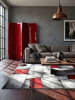 KADIMA DESIGN Teppich Kurzflor Patchwork pflegeleicht Wohnzimmer Schlafzimmer in Rot
