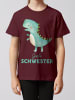 wat? Apparel T-Shirt Dinosaurier 03 Große Schwester in Weinrot