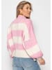 SASSYCLASSY Gestreifter oversize Cardigan mit Schmuckknöpfen in Rosa