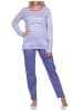 NORMANN Langarm Schlafanzug Pyjama Bündchen Streifen - 84799 in lila