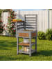 ABRIHOME Gartenschrank in Braun Massivholz mit Edelstahlplatte