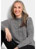 GOLDNER Hüftlanger Langarm Pullover, Zopfstrick in grau / gemustert