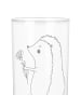 Mr. & Mrs. Panda Trinkglas Igel Blumen mit Spruch in Transparent
