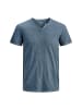 Jack and Jones 1er Pack JJESPLIT Neck Tee SS in Blau