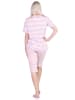 NORMANN Schlafanzug kurzarm Pyjama Caprihose Streifen in rosa