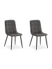 Homestyle4u Esszimmerstuhl 2er Set in Anthrazit Samt