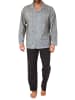 NORMANN Langarm Schlafanzug Pyjama zum durchknöpfen in anthrazit