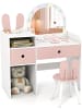 COSTWAY Kinder Schminktisch mit Beleuchtung in Weiß