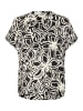 Kaffe Kurzarm-Bluse KAano Regular fit in Black / Light Beige Flower