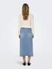 JACQUELINE de YONG Maxi Jeans Rock Denim Design Skirt mit Fransen in Hellblau