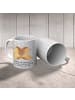 Mr. & Mrs. Panda Tasse Igel händchenhaltend mit Spruch in Grau Pastell