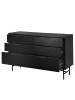 home24 home24 Skandinavisches Sideboard aus edlem Echtholzfurnier mit 6 Schubladen Wohnen in Eiche Schwarz