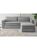 Furn.Design Sofa-Set hellgrau Cord, Couch 3-Sitzer mit Bettfunktion inklusive Hocker