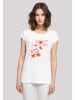 F4NT4STIC Extended Shoulder T-Shirt Rosa Blumenzweig 3D in weiß