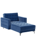 Beliani Chaiselongue ABERDEEN in Blau/Schwarz - (W) 107 x (H) 83 x (L) 189 cm