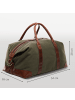SID & VAIN Reisetasche Canvas & Leder echt Leder Weekender groß olive-braun in blau