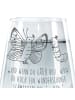 Mr. & Mrs. Panda Trinkglas Raupe Schmetterling mit Spruch in Transparent