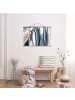 WALLART Stoffbild mit Posterleisten - Blau und Beige Streifen in Blau