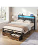 VASAGLE Bettgestell in Schwarz-Braun - (B)140.5 x (H)104.5 x (T)218.3 cm