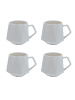 Intirilife Kaffee Tee Tasse in Feinschliff Optik 350 ml Becher mit Henkel in 4x Weiß