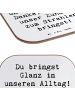 Mr. & Mrs. Panda Untersetzer Glas Spruch Glanz Putzfrau mit Spruch in Weiß