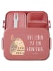 Mr. & Mrs. Panda MEPAL Bentobox Eule Federschmuck Motiv mit Spruch in Rot Pastell