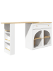 ABRIHOME Ausziehbarer Bartisch mit Stauraum in Weiß - Sideboardschrank mit Glas