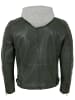 Gipsy Lederjacke Kapuze Lammnappa in Dunkelgrün
