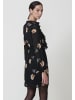 KOROSHI Kurzes bedrucktes Minikleid mit langen Ärmeln in SCHWARZ
