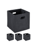 relaxdays 4 x Aufbewahrungsbox in Grau - (B)33 x (H)32 x (T)33 cm