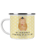 Mr. & Mrs. Panda Camping Emaille Tasse Hamster Hut mit Spruch in Gelb Pastell