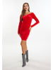 faina Damen Mini Langarmkleid in Rot