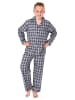 NORMANN langarm Flanell Schlafanzug Pyjama Karo zum durchknöpfen - 77058 in grau