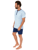 NORMANN Schlafanzug kurzarm Shorty Knopfleiste am Hals - 78378 in marine