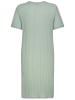 Sublevel Geripptes Kleid mit kurzem Arm und Rundhalsausschnitt in Hellgrün