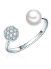 Lulu & Jane Perlen-Ring aus Messing mit Zirkonia und Muschelkernperle in silber