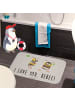 Mr. & Mrs. Panda Badematte Bienen Paar mit Spruch in Grau Pastell