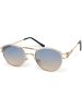 styleBREAKER Panto Sonnenbrille in Gold / Grau-Beige Verlauf