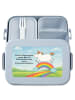 Mr. & Mrs. Panda Bento Box Einhorn Regenbogen Design mit Spruch in Blau Pastell
