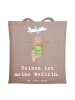Mr. & Mrs. Panda Tote Bag Bär Reisen mit Spruch in Braun Pastell