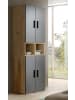 Inn.Furn Stauraumschrank in grau und Artisan Eiche 65 cm, Mehrzweckschrank 4-türig