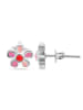 Adeliás Mädchen Ohrringe – Ohrstecker aus 925 Silber mit Emaille in silber