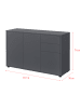 en.casa Sideboard Paarl mit 3 Türen in Grau (H)74cm (B)117cm (T)36cm