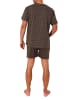 NORMANN Kurzarm Schlafanzug Shorty Pyjama Minimalprint in grau