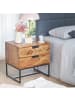 KADIMA DESIGN Nachttisch Massivholz / Metall 50x40x51 cm Nachtschrank