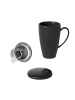 Intirilife Porzellan Kaffeetasse mit Deckel in Schwarz